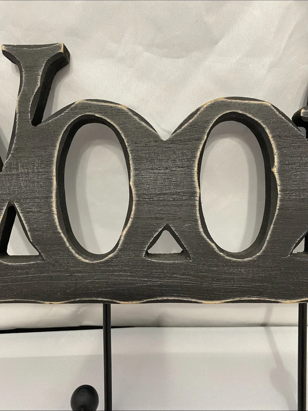 Woof Wall Hook Rack in Distressed Black - Home Wall Decor